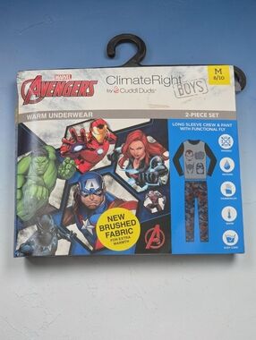 Marvel Avengers 2pc warm underwear set Boy M 8/10